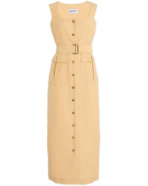 Matthew Bruch Apron Linen-Blend Cargo Midi Dress - Natural