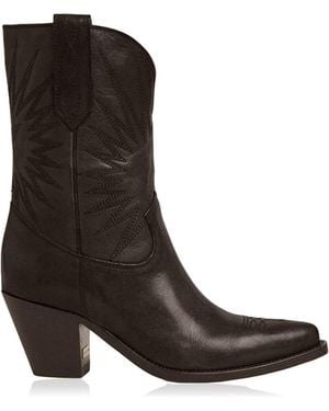 Golden Goose 70 Wish Star Leather Western Boots - Brown