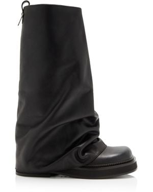 The Attico Robin Leather Combat Boots - Black