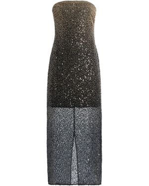 ROTATE BIRGER CHRISTENSEN Beaded Strapless Midi Dress - Grey