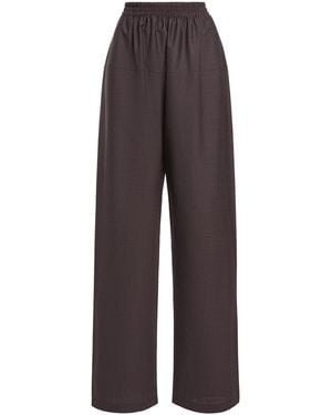 Victoria Beckham High-Rise Wide-Leg Wool Trousers - Grey