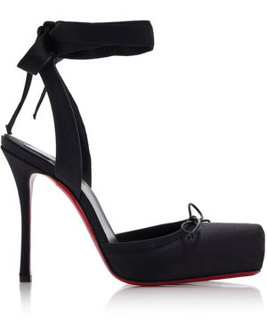 Christian Louboutin Cassia 100Mm Lace-Up Satin Ballet Court Shoes - Black