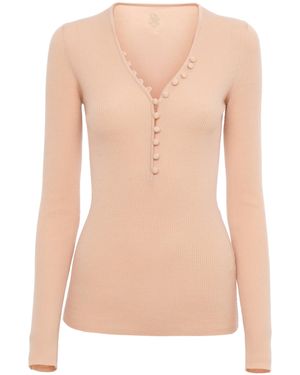 Chloé Merino Wool Henley Top - Pink