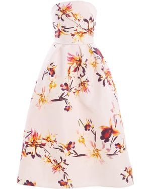 Monique Lhuillier Strapless Floral Dress - Pink