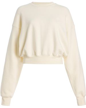 ÉTERNE Cropped Cotton-Modal Sweatshirt - Natural