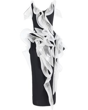 Maticevski Liora Wave Ruffled Midi Dress - Black