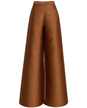 Dima Ayad Mid-Rise Wide-Leg Mikado Pants - Brown