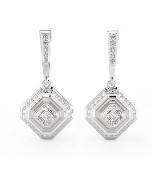 B.P. de Silva Jewellers Deco Centennial 18k White Gold Luminaire Diamond Drop Earrings