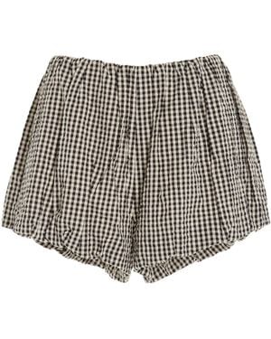 Posse Aurelia Gingham Cotton Shorts - Black