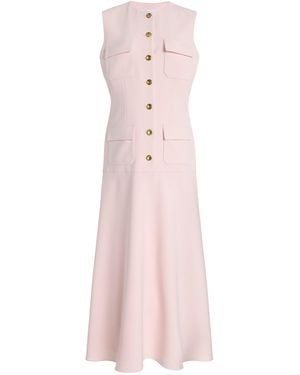 Brandon Maxwell Exclusive Riviera Buttoned Crepe Midi Dress - Pink