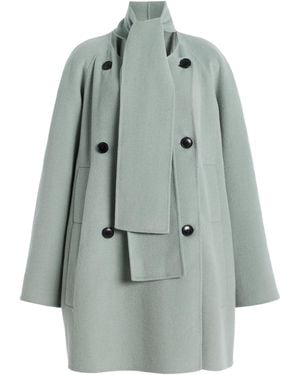 Proenza Schouler Brisa Double-Faced Wool Scarf Coat - Blue