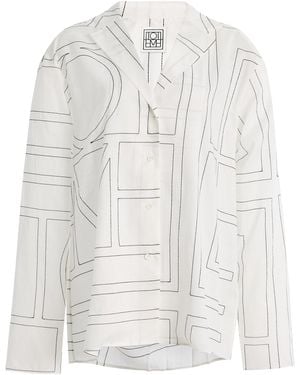 TOTEME Monogram Cotton-Blend Pj Top - White