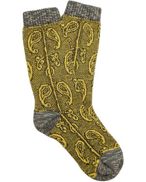 Dries Van Noten Paisley-Jacquard Wool Socks - Green
