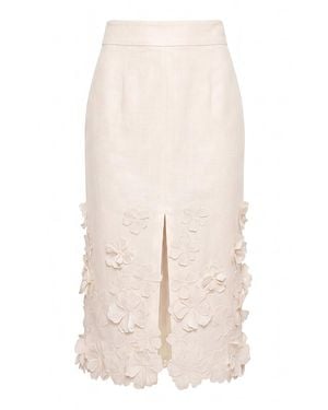 ANDRES OTALORA Fiore Linen Midi Skirt - Natural