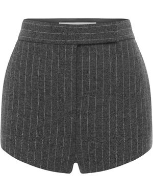 Alex Perry Pinstriped Wool Mini Shorts - Grey