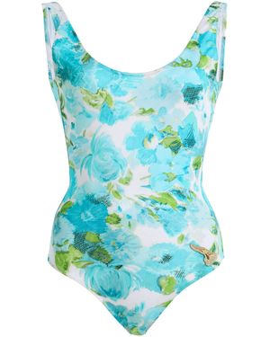 Chloé Floral-Print One-Piece Swimsuit - Blue
