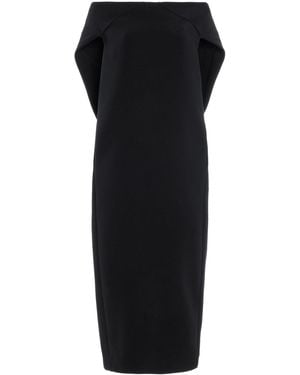 The Row Anitas Cape-Detailed Wool Gabardine Midi Dress - Black