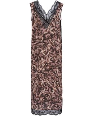 Dries Van Noten Printed Crepe Midi Dress - Brown