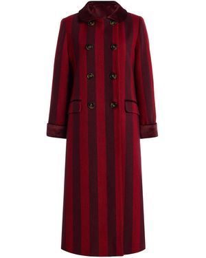La Veste Miranda Striped Wool Coat - Red