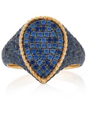 Yvonne Léon 9K Sapphire Signet Ring - Blue