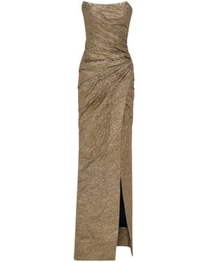 Marmar Halim Ruched Brocade Gown - Natural