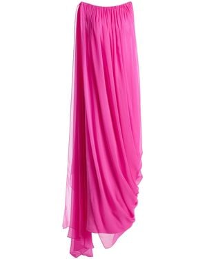 Atelier Prabal Gurung Four-Ply Silk Crepe And Silk Chiffon Hand-Draped Open-Back Sari Dress - Pink