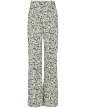 Rabanne Romantic Print Cotton Wide-Leg Trousers - Grey