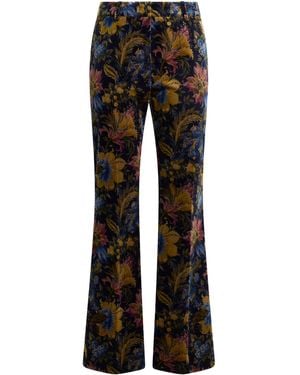 Etro Cotton-Blend Velvet Flared Pants - Black