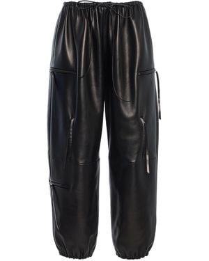 Brandon Maxwell The Scout Tapered Leather Cargo Trousers - Black