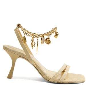 Jonathan Simkhai Caspian Raffia Strappy Heels - Metallic