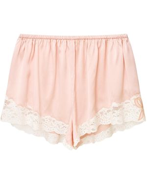 LoveShackFancy Primelle Lace-Trimmed Silk Shorts - Pink