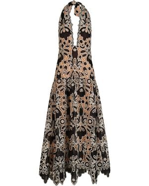 Johanna Ortiz Verso Luminoso Eyelet Maxi Halter Dress - Natural