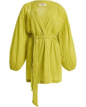BOTEH Solene Sequined Cotton Mini Robe Dress - Yellow