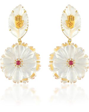 Amrapali 18K Frosted Flower Earrings - Metallic