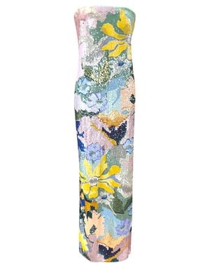 La Fuori Floral Jacquard Embroidered Dress - White