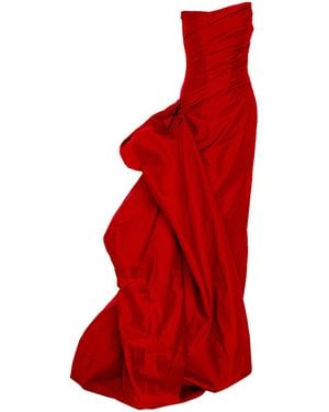 Marmar Halim Draped Taffeta Gown - Red
