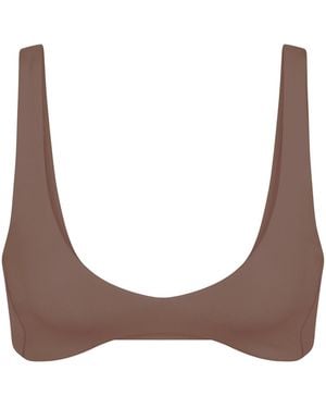 Left On Friday Plunge Low-Cut Bikini Top - Brown