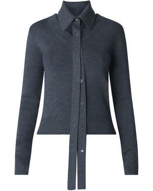 Monse Detachable Collar Merino Wool Shirt - Blue