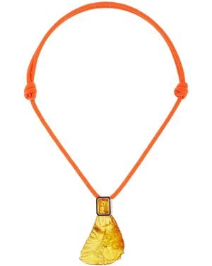 Dezso by Sara Beltran Grande Carved Amber Fish Pendant With Citirine - Orange