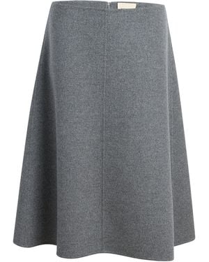 KHAITE Nania Mid-Rise Cashmere Knee-Length Skirt - Grey