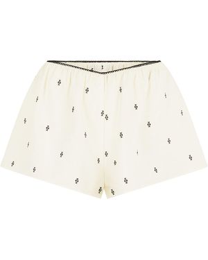 Harris Tapper Exclusive Boudoir Embroidered Silk-Blend Shorts - Natural