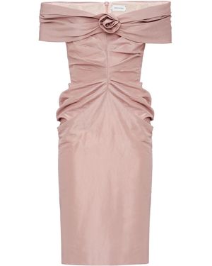 Magda Butrym Off-The-Shoulder Silk Midi Dress - Pink