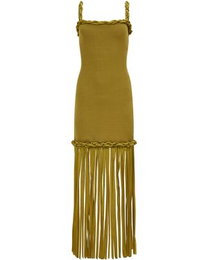 Aje. Ribiona Fringed Knit Midi Dress - Green