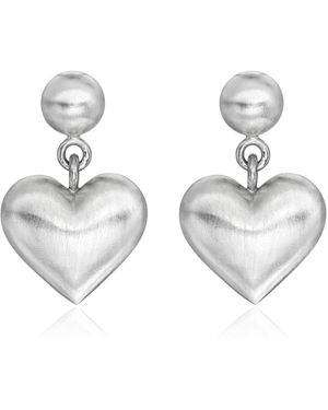 Rachel Quinn Puffed Heart Sterling Earrings - Metallic