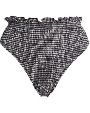 Sea Neci Shirred Gingham Bikini Bottom - Gray
