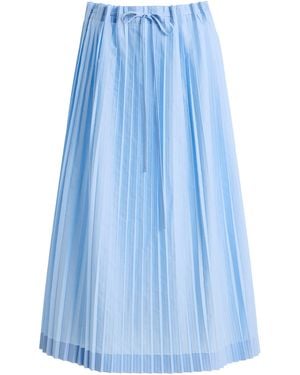 TOTEME Pleated Cotton-Blend Midi Drawstring Skirt - Blue