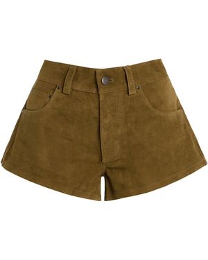 EB DENIM Portman Suede Low-Rise Shorts - Green
