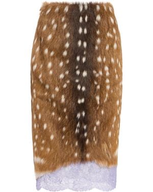 LAQUAN SMITH Lace-Detail Calf Hair Pencil Skirt - Natural