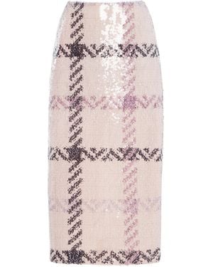 Brandon Maxwell The Mercer Paillette Patterned Midi Skirt - Pink