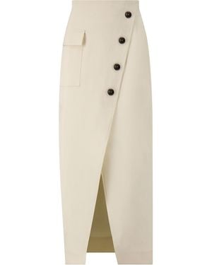 Lela Rose Stretch Cotton Asymmetrical Skirt - Natural